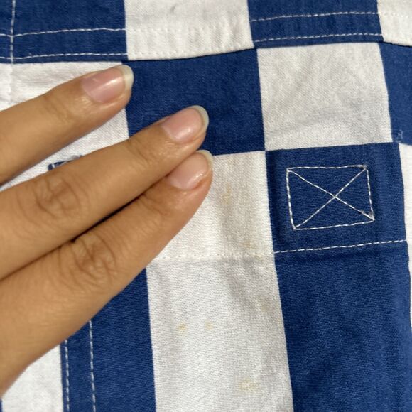 Vintage "The Nutter" Striped Short Sleeve Button Up Blue Shirt Size Small - Picture 3 of 9